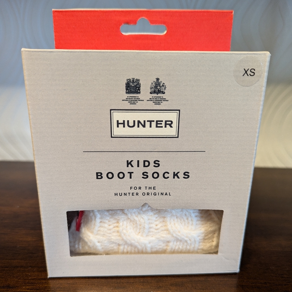 Hunter Kids Boot Socks XS White Cable Knit